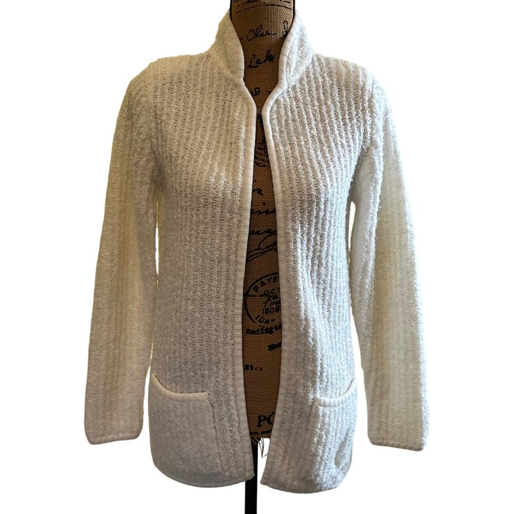 Vintage Fantastik Ivory Acrylic Knit Cardigan Sweater Women’s Small